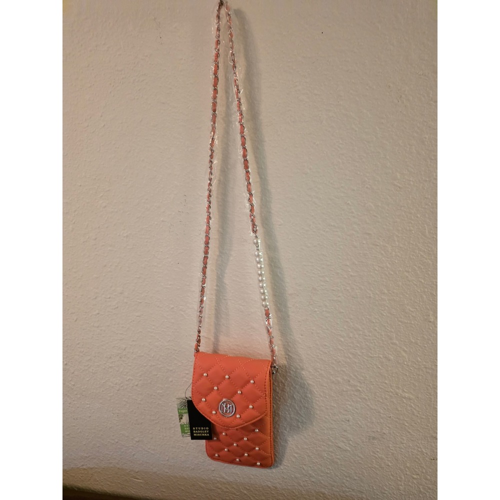 Studio Badgley Mischka Coral Quilted Pearl Crossbody Phone Case Bag BM-4133